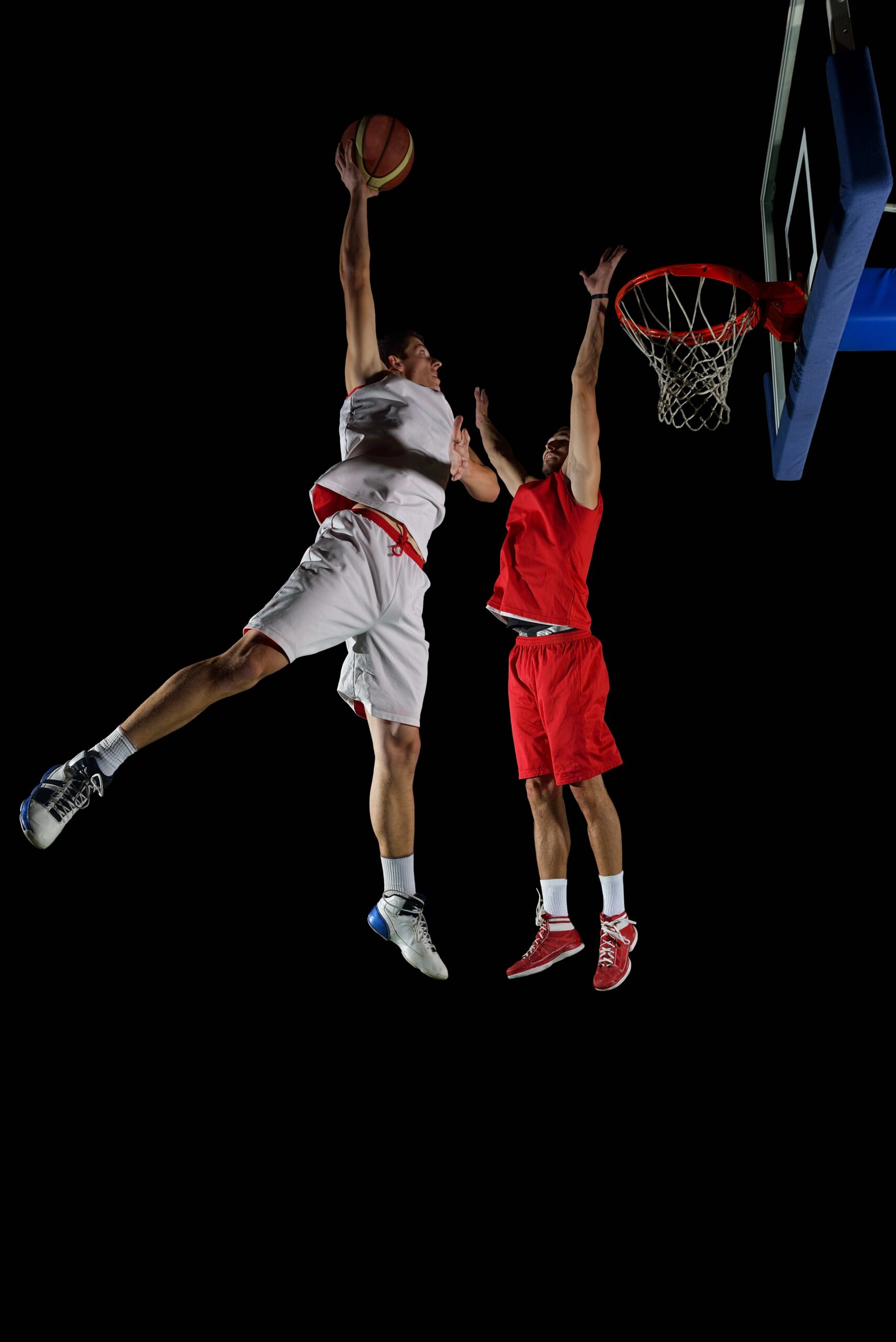 basketball game sport player in action isolated on black background